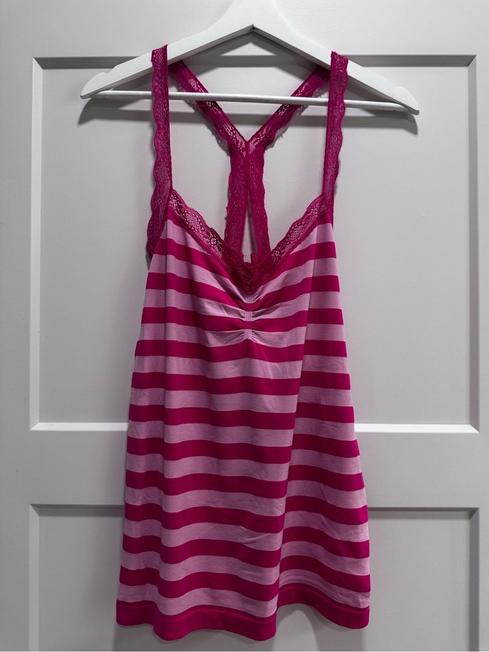 No Boundaries Y2K Striped Lace Racerback Tank Top